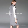 Newest winter knitting long cardigan European stylish women lapel sleeveless coat